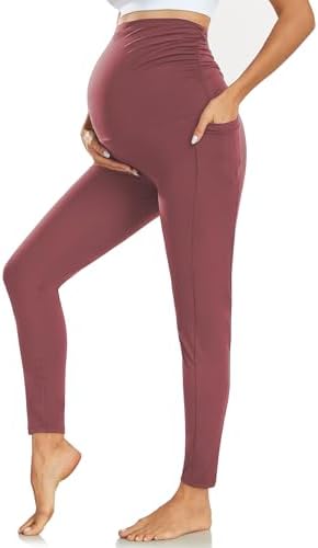 Ymmott Leggings de Maternidad para Mujer Cintura Alta Pantalones de Maternidad con Bolsillos Opacos Suaves Elásticos Ropa de Maternidad|B0DJVLDXDK