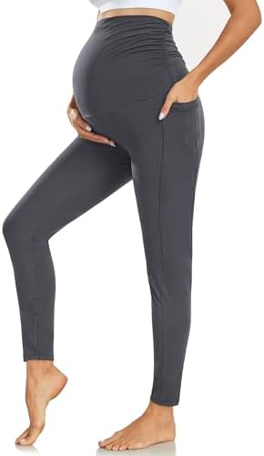 Ymmott Leggings de Maternidad para Mujer Cintura Alta Pantalones de Maternidad con Bolsillos Opacos Suaves Elásticos Ropa de Maternidad|B0DJVLDXDK