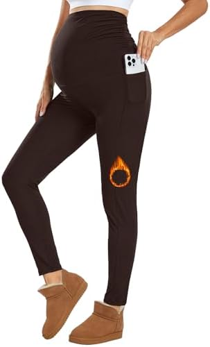 Ymmott Leggings de Maternidad para Mujer Cintura Alta Pantalones de Maternidad con Bolsillos Opacos Suaves Elásticos Ropa de Maternidad|B0DJVLDXDK