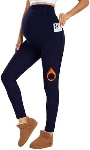 Ymmott Leggings de Maternidad para Mujer Cintura Alta Pantalones de Maternidad con Bolsillos Opacos Suaves Elásticos Ropa de Maternidad|B0DJVLDXDK