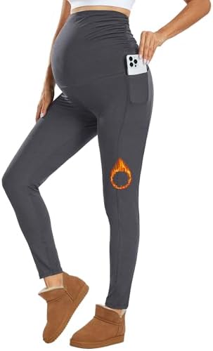 Ymmott Leggings de Maternidad para Mujer Cintura Alta Pantalones de Maternidad con Bolsillos Opacos Suaves Elásticos Ropa de Maternidad|B0DJVLDXDK