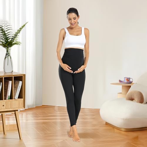 Ymmott Leggings de Maternidad para Mujer Cintura Alta Pantalones de Maternidad con Bolsillos Opacos Suaves Elásticos Ropa de Maternidad|B0DJVLDXDK