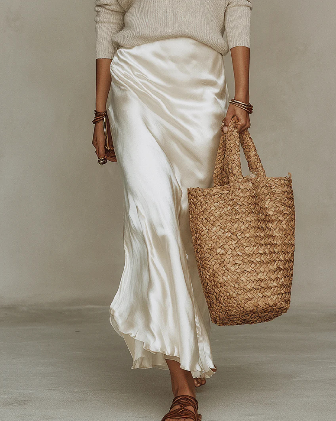 Elena | Vestido midi satinado con jersey incluido